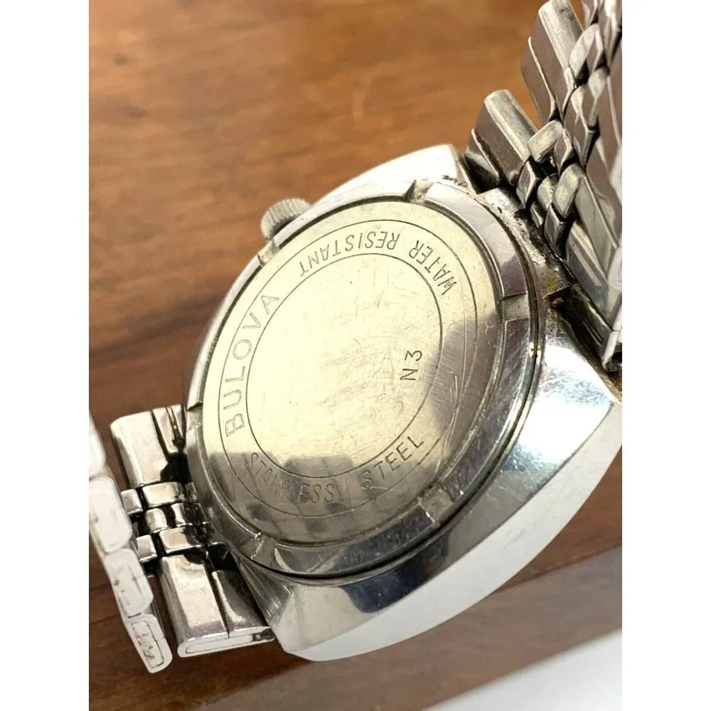 Bulova Men's Watch 7366 Vintage 1970's N3 Swiss Automatic Blue Silver Di…